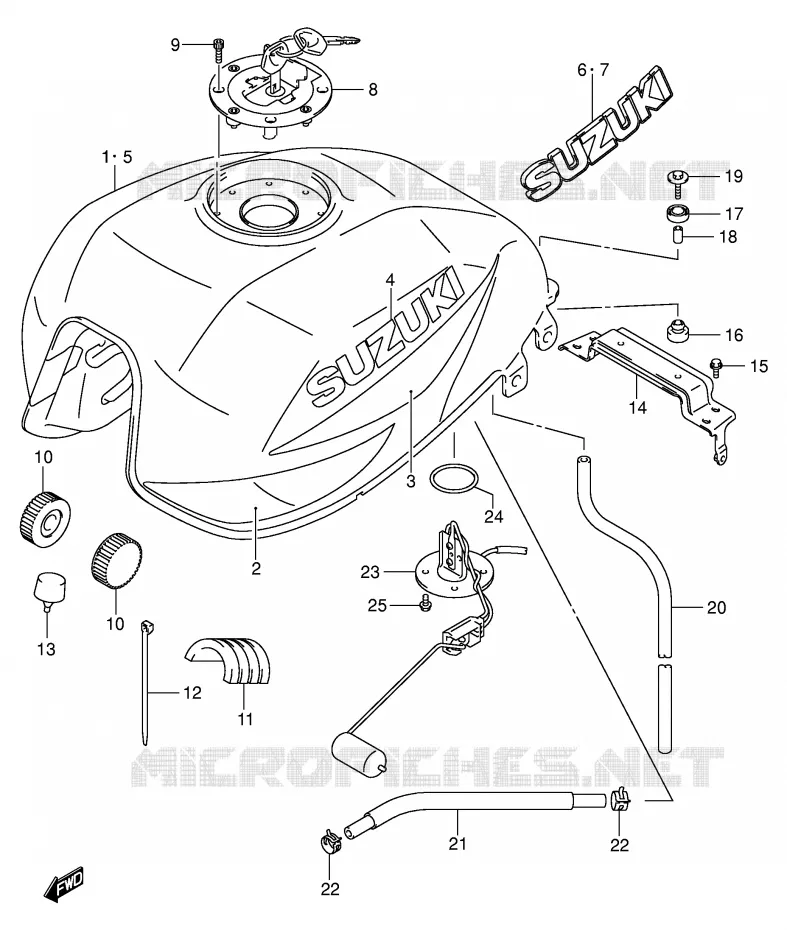 BENZINETANK (MODELE K3) Suzuki MOTO 1400 GSX 2002  GSX1400U1K2(E2)