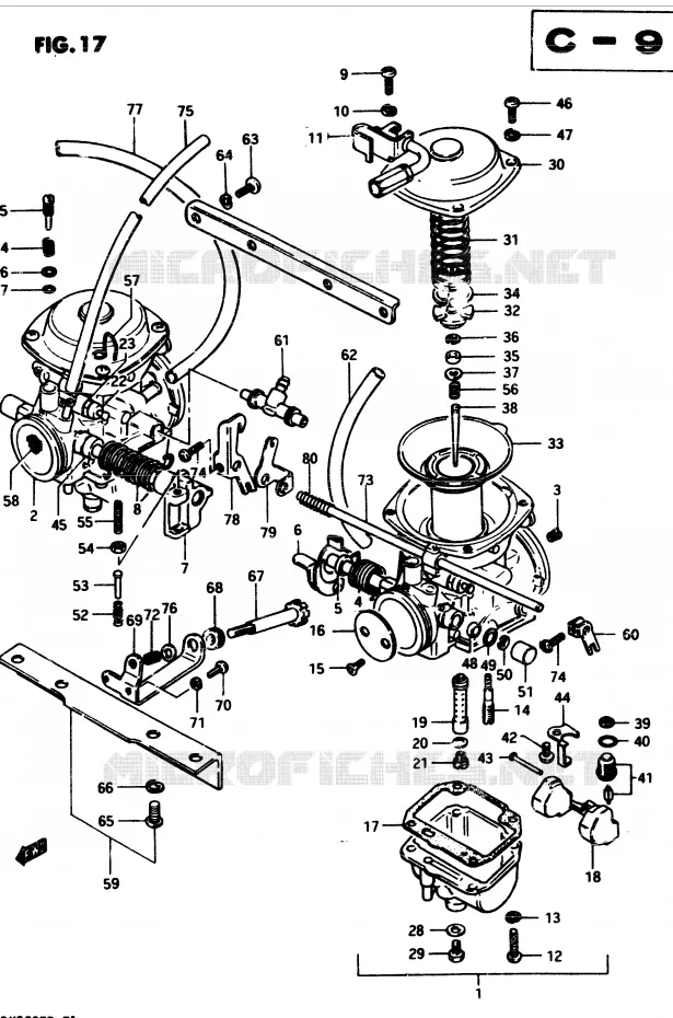 CARBURATOR (MODELE D) Suzuki MOTO 250 GSX 1982  GSX250EZ(Z/D)