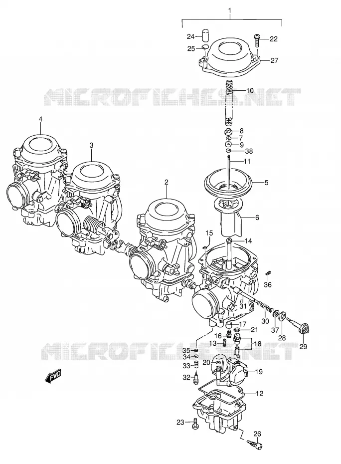 CARBURATOR (MODELE P/R/S/T) Suzuki MOTO 1100 GSX-R 1996  GSX-R1100WT(E28)