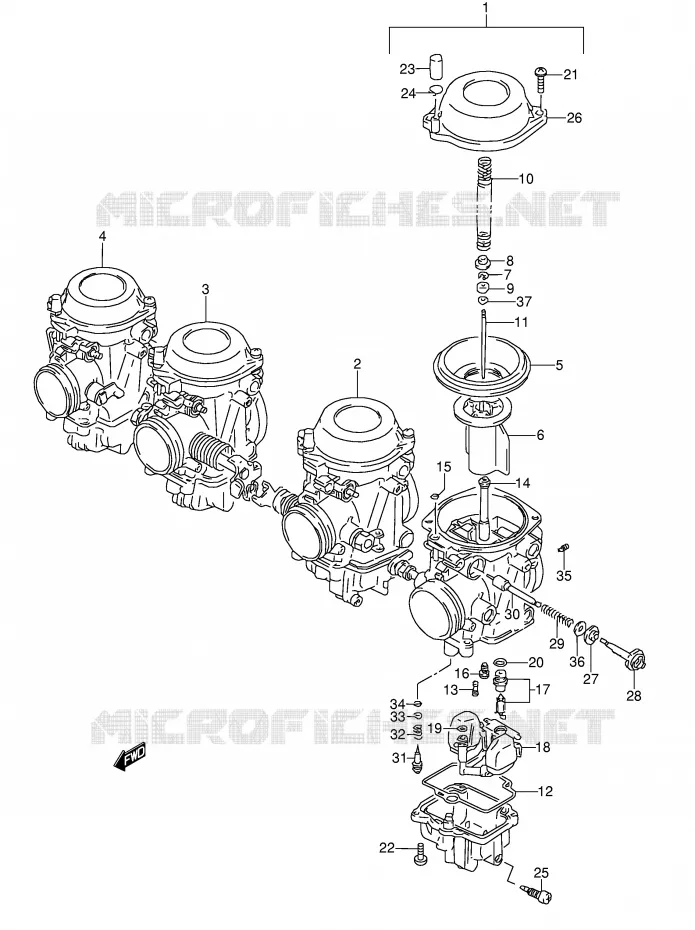 CARBURATOR (MODELE V/W) Suzuki MOTO 1100 GSX-R 1995  GSX-R1100WSKS(E28)