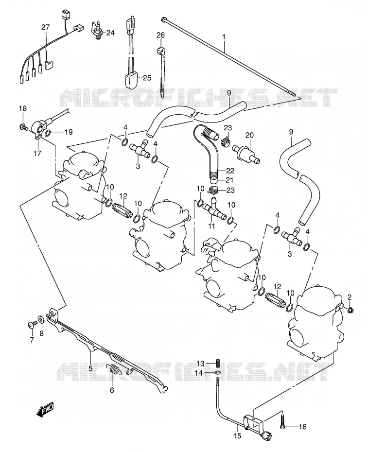 CARBURETOR AANSLUITINGEN (MODELE K3/K4) Suzuki MOTO 600 BANDIT 2002  GSF600K2(E2)