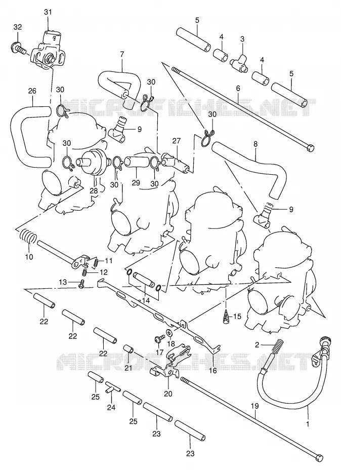 CARBURETOR AANSLUITINGEN (MODELE T/V) Suzuki MOTO 750 GSX-R 1996  GSX-R750T(E2)