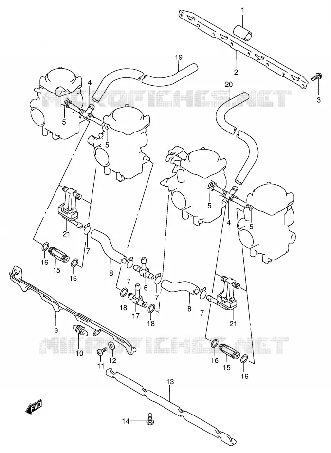 CARBURETOR AANSLUITINGEN (MODELE T/V/W/X) Suzuki MOTO 600 BANDIT 1998  GSF600W(E2)