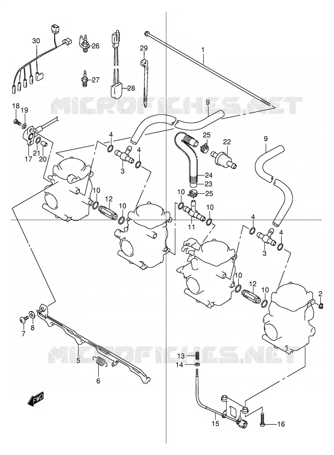 CARBURETOR AANSLUITINGEN (MODELE Y/K1/K2) Suzuki MOTO 600 BANDIT 2004  GSF600ZK4(E2)