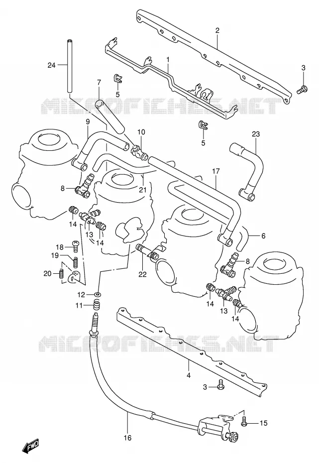 CARBURETOR AANSLUITINGEN Suzuki MOTO 1100 GSX-R 1995  GSX-R1100WS(E2)