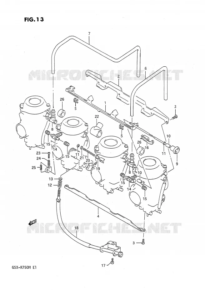 CARBURETOR AANSLUITINGEN Suzuki MOTO 750 GSX-R 1991  GSX-R750M(E1)