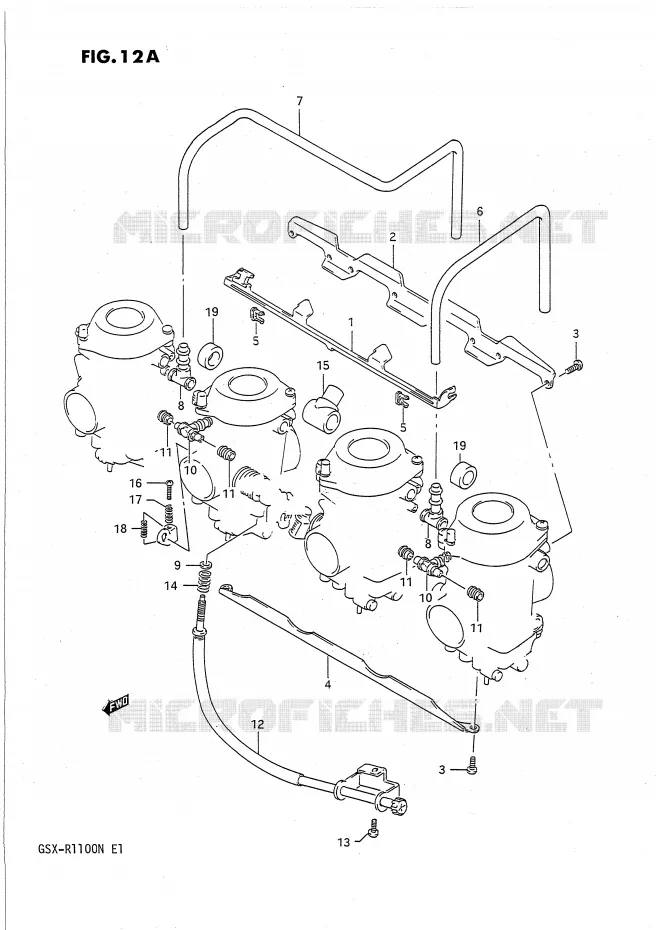 CARBURETOR AANSLUITINGEN (VOIR NOTE) Suzuki MOTO 1100 GSX-R 1991  GSX-R1100M(E1)