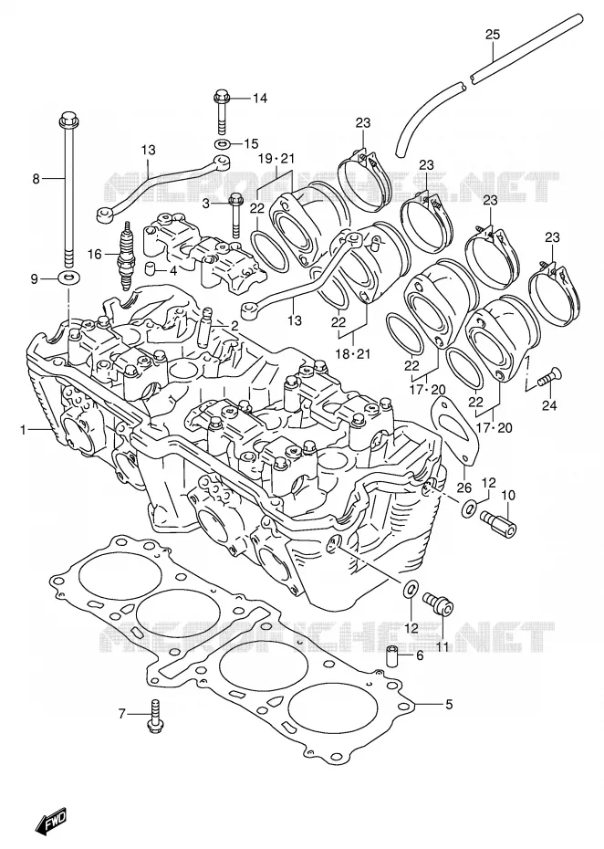 CILINDERKOP (MODELE P/R) Suzuki MOTO 1100 GSX-R 1995  GSX-R1100WS(E2)