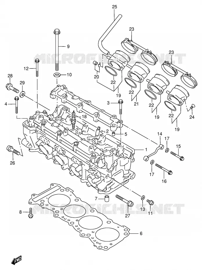 CILINDERKOP (MODELE T/V) Suzuki MOTO 750 GSX-R 1996  GSX-R750T(E2)