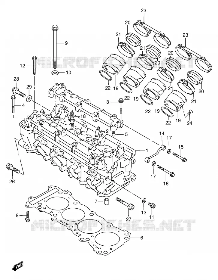 CILINDERKOP (MODELE W/X) Suzuki MOTO 750 GSX-R 1999  GSX-R750X(E2)