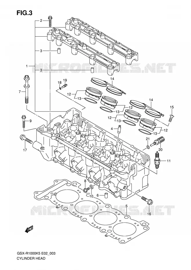 CILINDERKOP Suzuki MOTO 1000 GSX-R 2005  GSX-R1000K5(E2)
