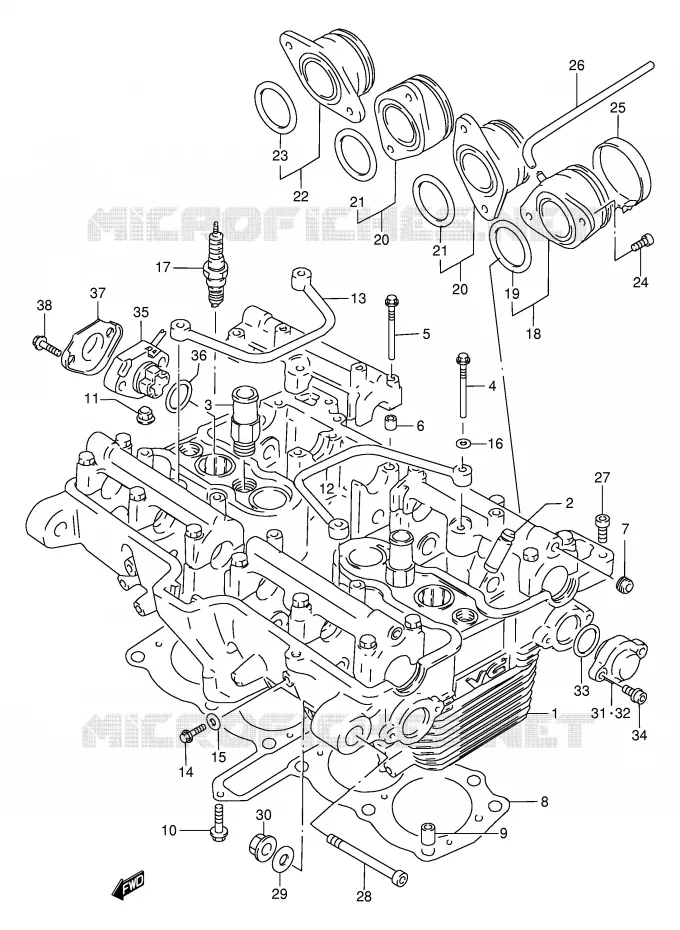 CILINDERKOP Suzuki MOTO 400 BANDIT 1997  GSF400VV(E30)