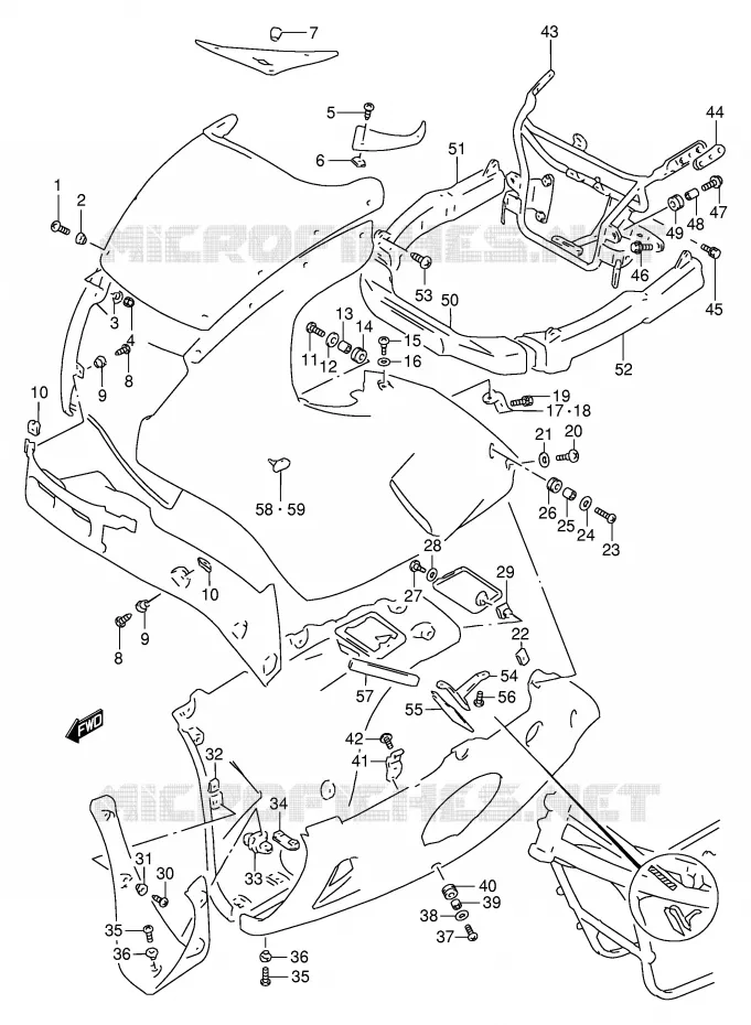 FAIRING INSTALLATIEDELEN Suzuki MOTO 250 GSX 1993  GSX250FP(E24)