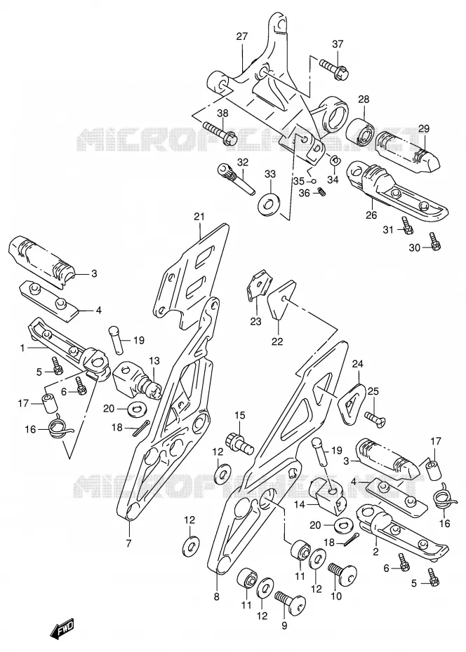 FOOTREST (MODELE P/R) Suzuki MOTO 1100 GSX-R 1997  GSX-R1100WV(E2)