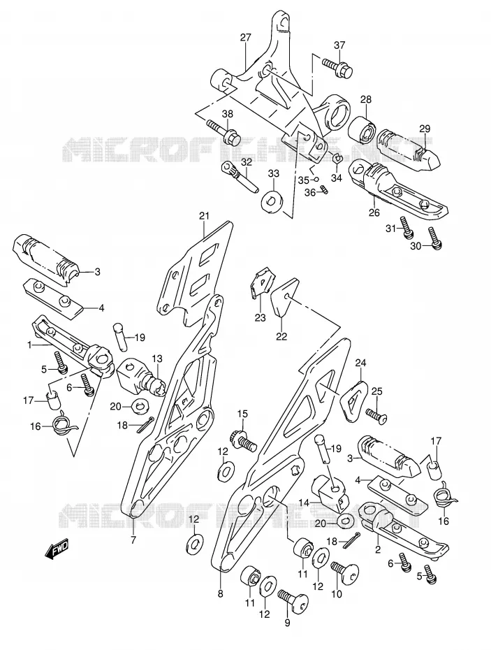 FOOTREST (MODELE P/R) Suzuki MOTO 1100 GSX-R 1998  GSX-R1100WW(E28)