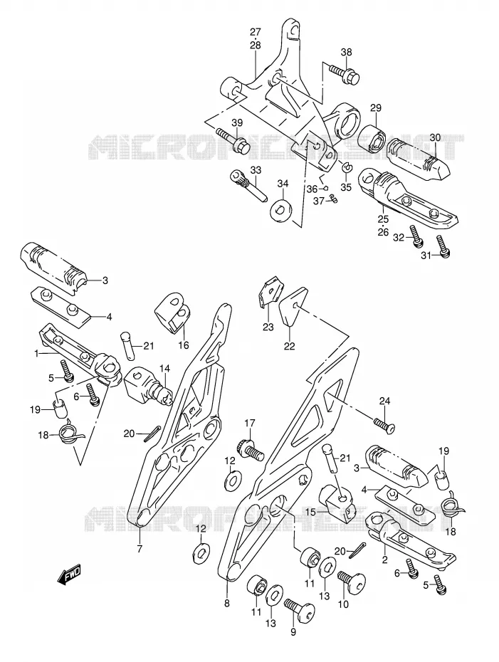 FOOTREST (MODELE S/T/V/W) Suzuki MOTO 1100 GSX-R 1995  GSX-R1100WS(E28)