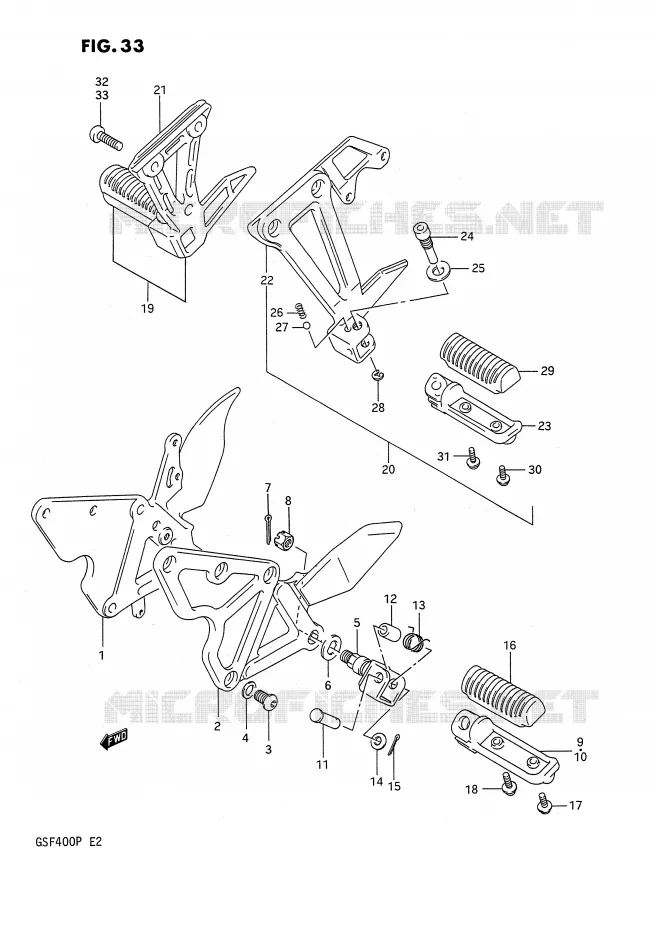 FOOTREST Suzuki MOTO 400 BANDIT 1992  GSF400N(E2)