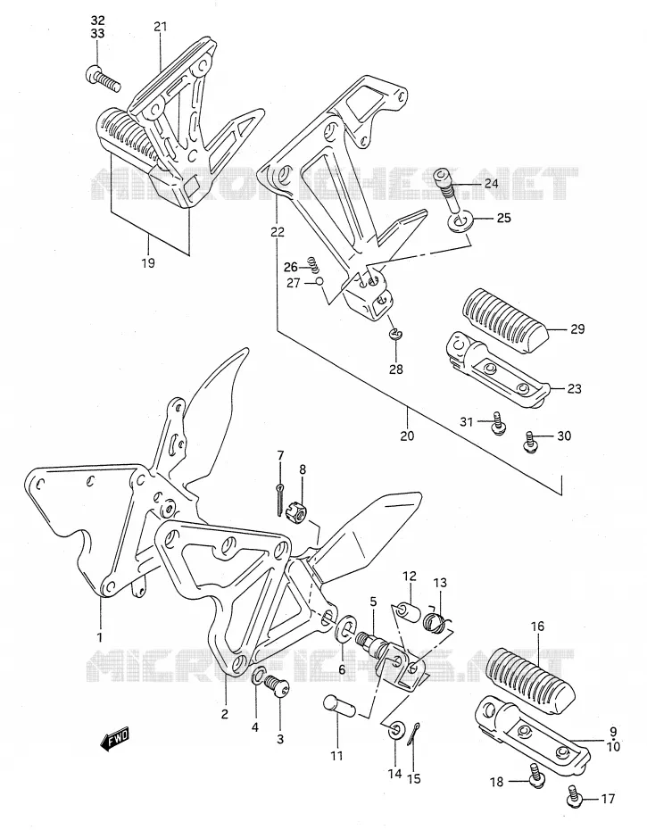 FOOTREST Suzuki MOTO 400 BANDIT-N 1993  GSF400P(E28)
