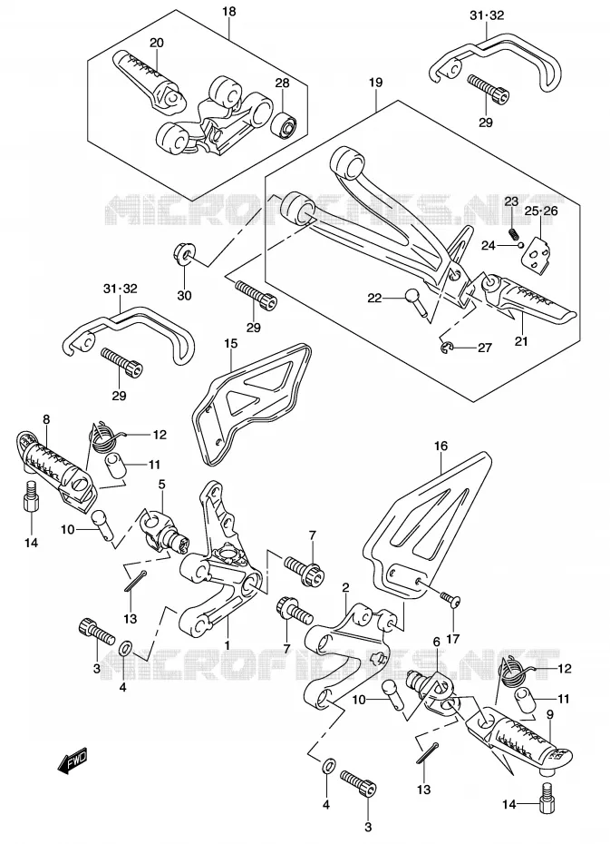 FOOTREST Suzuki MOTO 600 GSX-R 2001  GSX-R600U2K1(E2)