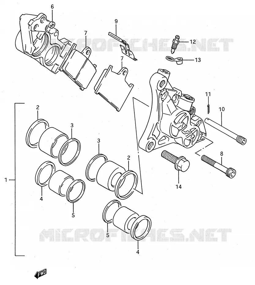 FRONT CALIPER (MODELE N/P) Suzuki MOTO 750 GSX-R 1993  GSX-R750WP(E28)