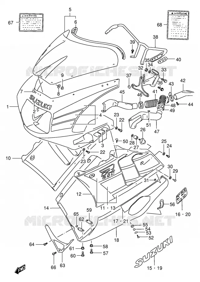 FRONT KUIP (MODELE L 3SH) Suzuki MOTO 400 GSX-R 1994  GSX-R400RR(E30)