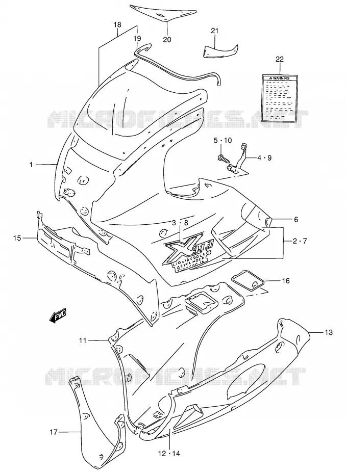 FRONT KUIP (MODELE R/T) Suzuki MOTO 250 GSX 1993  GSX250FP(E24)