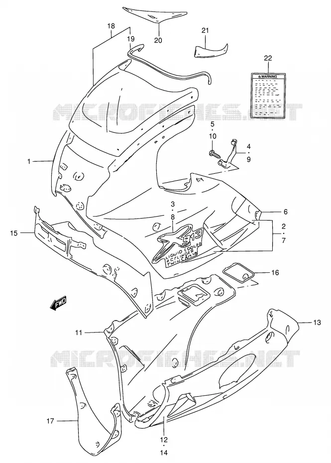 FRONT KUIP (MODELE V) Suzuki MOTO 250 GSX 1997  GSX250FV(E24)