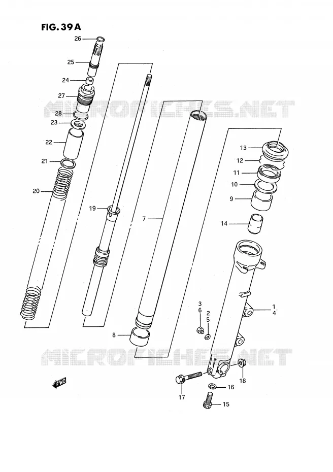 FRONT SCHOKDEMPER (MODELE K/L/M/N/P) Suzuki MOTO 1100 GSX-F 1990  GSX1100FL(E2)