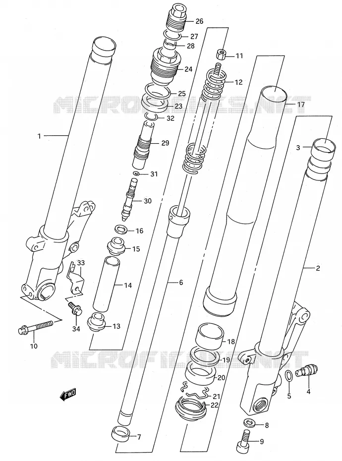 FRONT SCHOKDEMPER (MODELE N/P) Suzuki MOTO 750 GSX-R 1995  GSX-R750WS(E28)