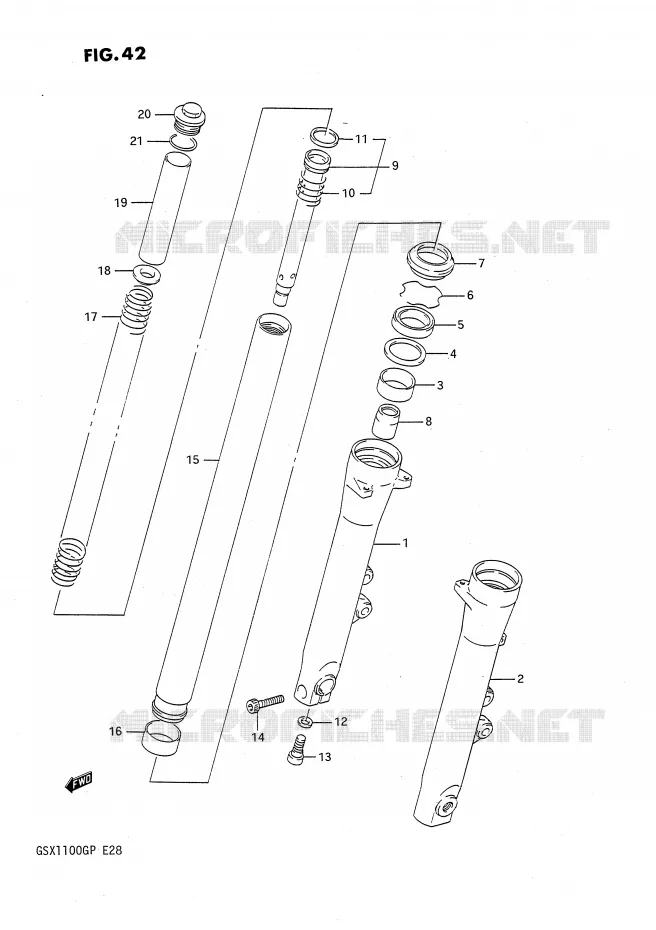 FRONT SCHOKDEMPER Suzuki MOTO 1100 GSX-G 1992  GSX1100GN(E28)