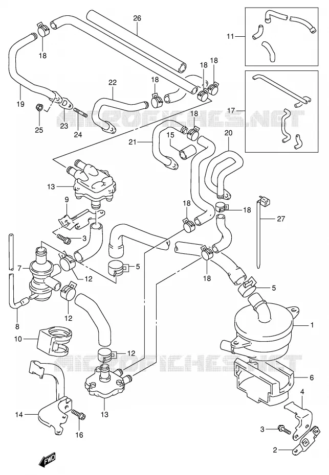 FUEL EVAP SYSTEM (E18,E39) Suzuki MOTO 1100 GSX-R 1996  GSX-R1100WT(E2)