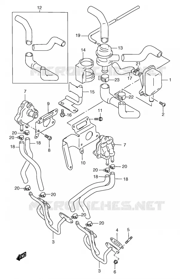 FUEL EVAP SYSTEM (GSF1200ST/SV/SW/SX/SY E18) Suzuki MOTO 1200 BANDIT 1996  GSF1200T(E2)