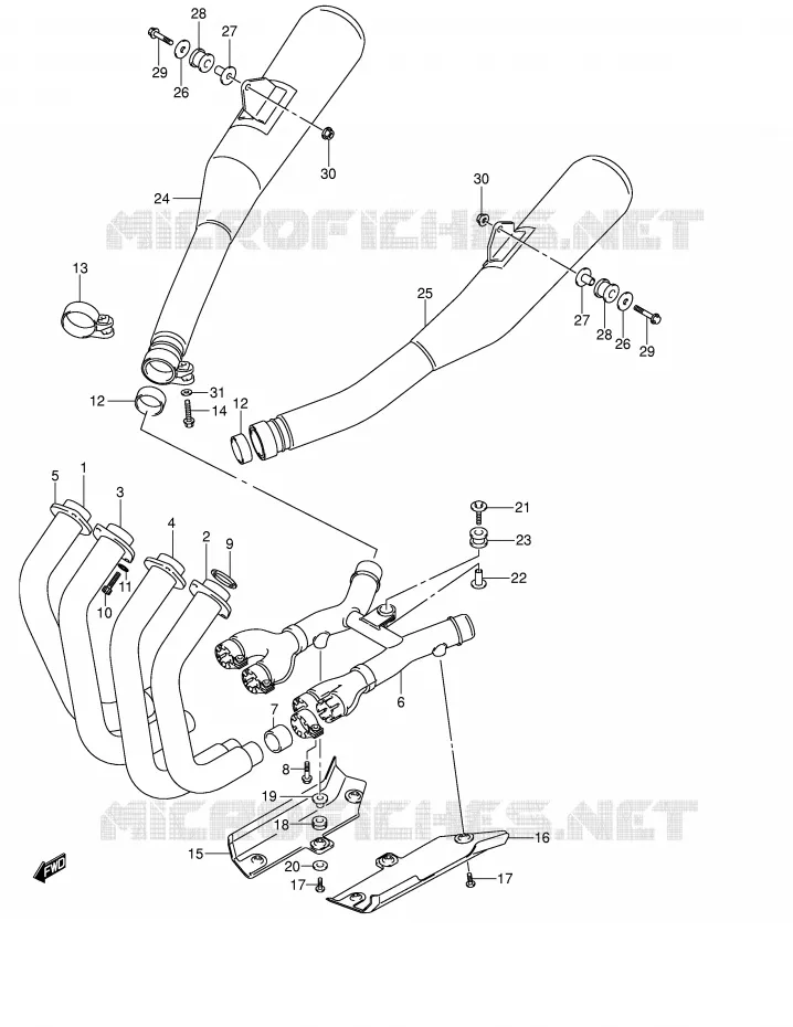 GELUIDDEMPER (MODELE K2/K3/K4) Suzuki MOTO 1400 GSX 2003  GSX1400U1K3(E2)