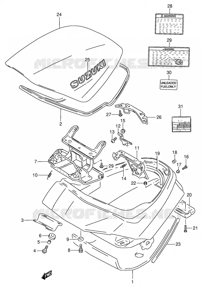 KOFFER (MODELE V) Suzuki MOTO 250 GSX 1993  GSX250FP(E24)