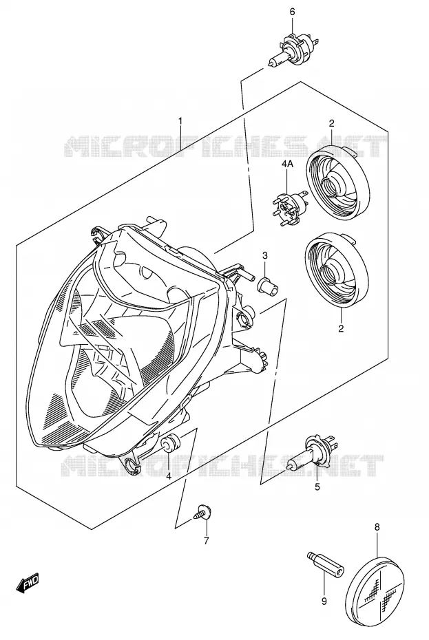 KOPLAMP (E24) Suzuki MOTO 1000 GSX-R 2004  GSX-R1000U2K4(E2)