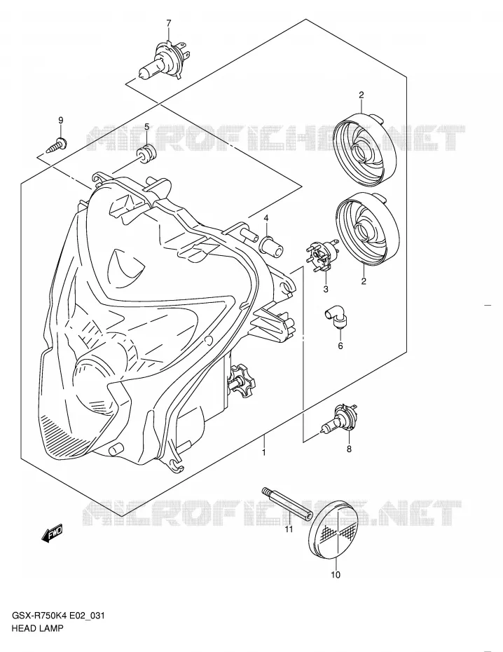 KOPLAMP (E24) Suzuki MOTO 750 GSX-R 2005  GSX-R750U2XK5(E2)