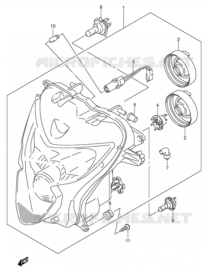 KOPLAMP (E2,E19) Suzuki MOTO 600 GSX-R 2005  GSX-R600U2K5(E2)