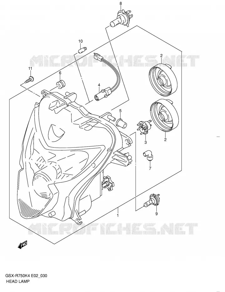 KOPLAMP (E2,E19,P37) Suzuki MOTO 750 GSX-R 2005  GSX-R750U2XK5(E2)