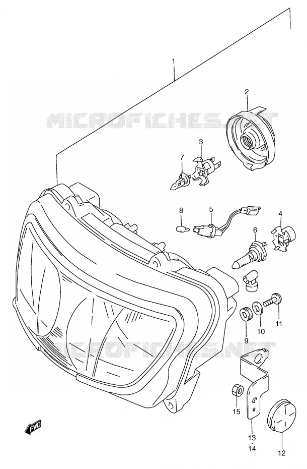 KOPLAMP (E4,E18,E22,E25,E34,E39) Suzuki MOTO 600 GSX-R 1999  GSX-R600X(E2)