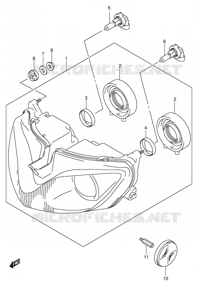 KOPLAMP (GSF1200SK1/SK2/SK3/SK4/SK5/SZK5 E24) Suzuki MOTO 1200 BANDIT 2005  GSF1200K5(E2)
