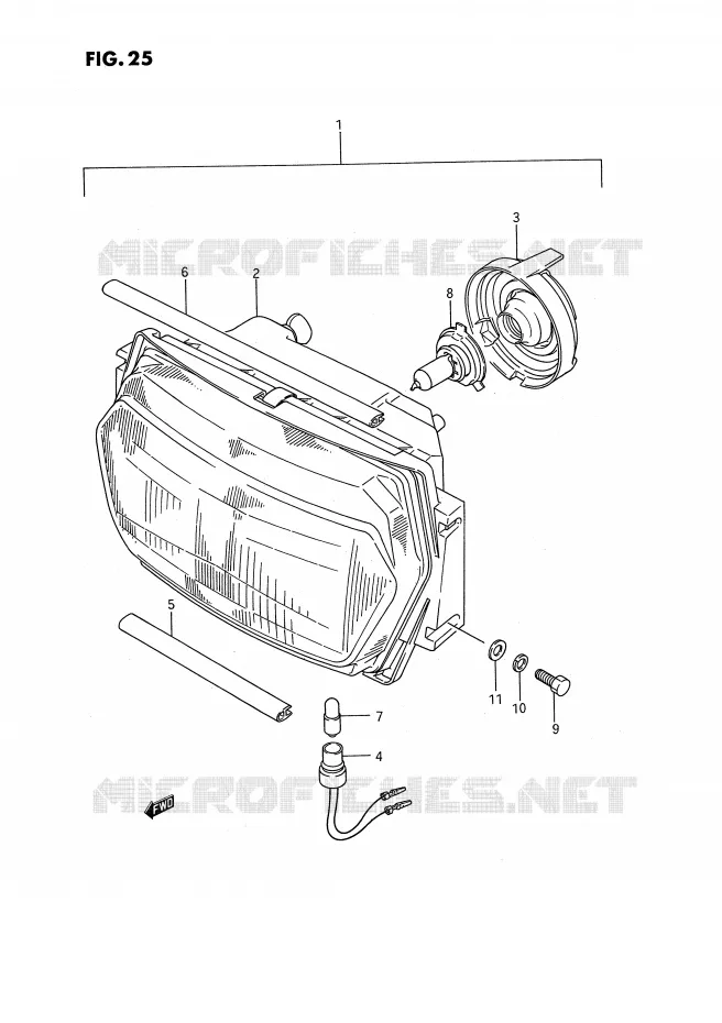 KOPLAMP (MODELE K/L/M/N/P) Suzuki MOTO 1100 GSX-F 1990  GSX1100FL(E2)