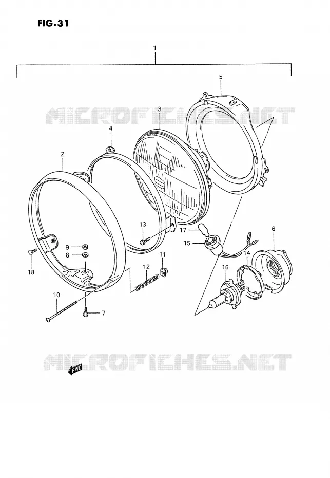 KOPLAMP (MODELE M/N E1,E2,E24) Suzuki MOTO 1100 GSX-G 1991  GSX1100GM(E2)