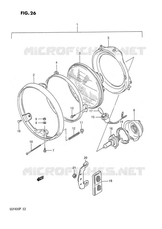 KOPLAMP (MODELE M/N) Suzuki MOTO 400 BANDIT 1992  GSF400N(E2)