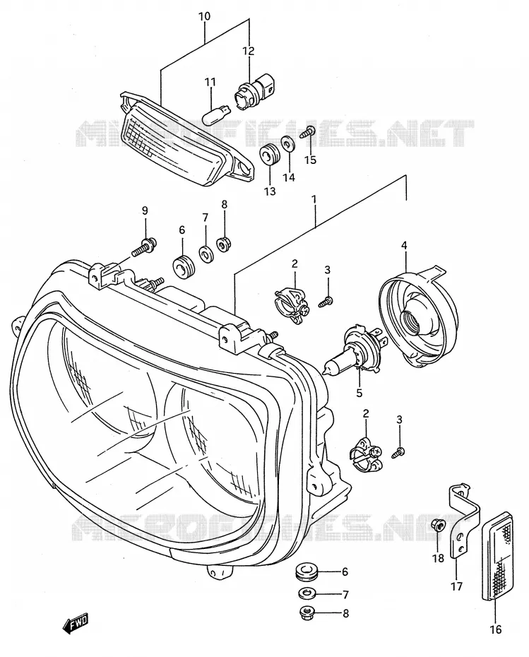 KOPLAMP (MODELE N/P) Suzuki MOTO 750 GSX-R 1993  GSX-R750WP(E28)