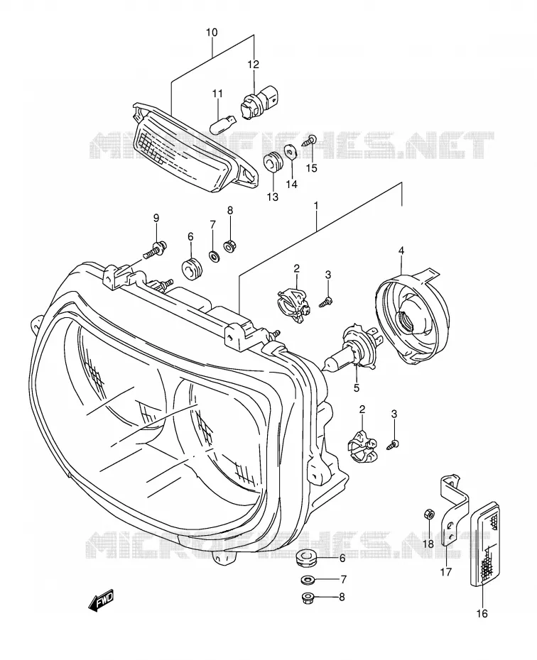 KOPLAMP (MODELE P/R) Suzuki MOTO 1100 GSX-R 1994  GSX-R1100WR(E28)
