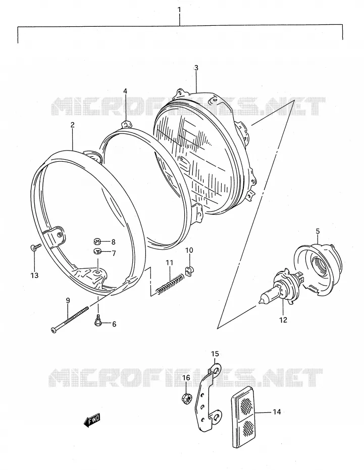 KOPLAMP (MODELE P) Suzuki MOTO 400 BANDIT-N 1993  GSF400P(E28)