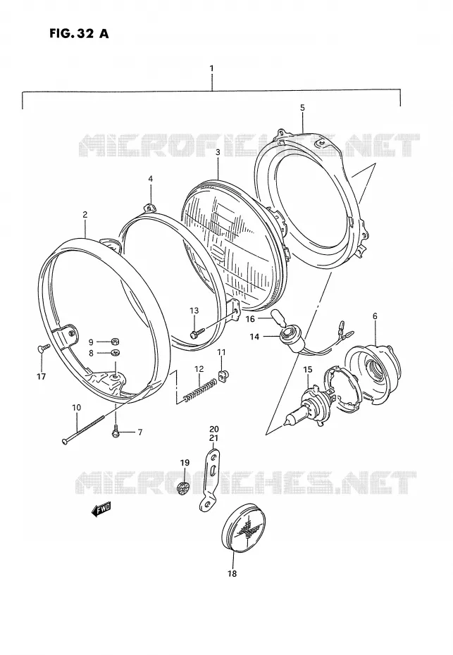 KOPLAMP (MODELE R) Suzuki MOTO 1100 GSX-G 1991  GSX1100GM(E2)