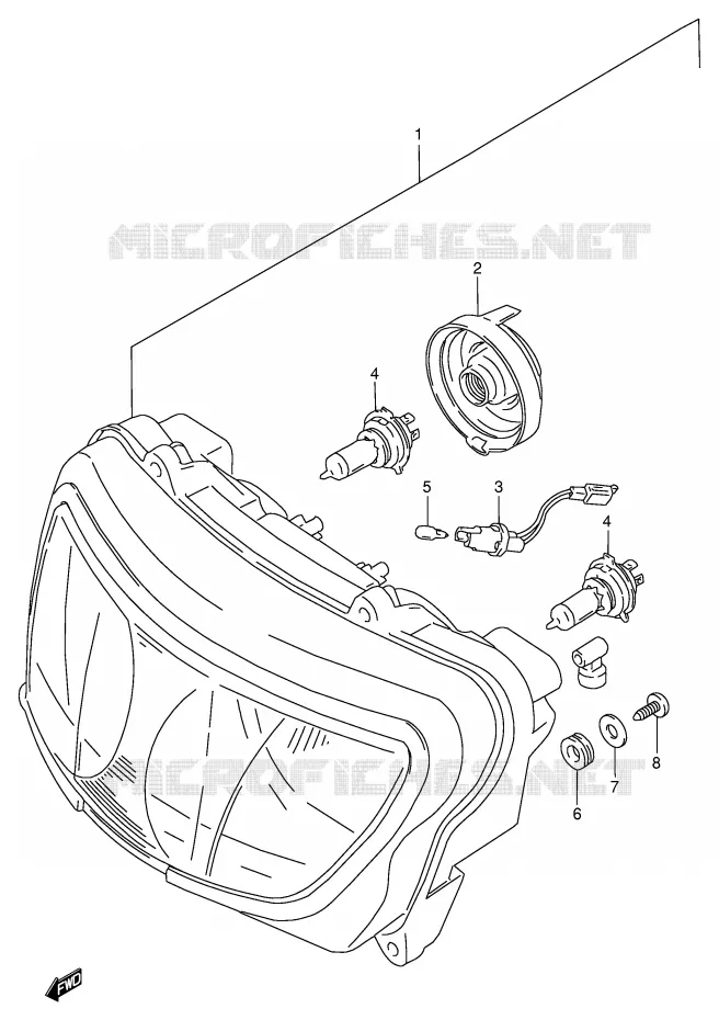 KOPLAMP (MODELE T/V E2,E24) Suzuki MOTO 750 GSX-R 1996  GSX-R750T(E2)