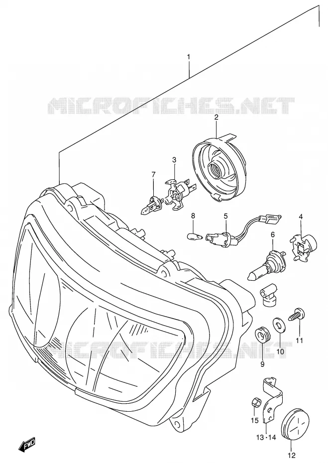 KOPLAMP (MODELE T/V E4,E18,E22,E25,E34,E39,P37) Suzuki MOTO 750 GSX-R 1997  GSX-R750V(E2)