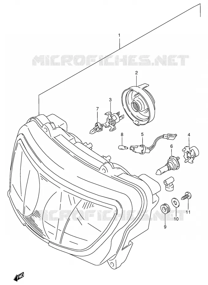 KOPLAMP (MODELE W/X E4,E18,E22,E25,E34,E39,P37) Suzuki MOTO 750 GSX-R 1997  GSX-R750V(E2)